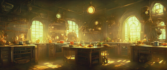 Artistic concept painting of a beautiful kitchen interior, background