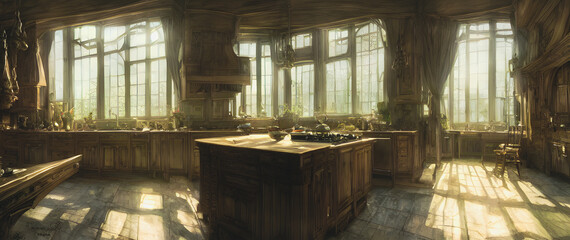 Obraz premium Artistic concept painting of a beautiful kitchen interior, background