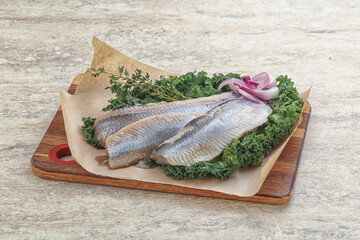 Marinated Herring fillet with onion