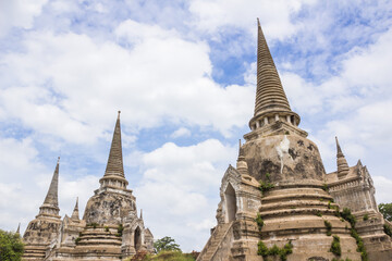Fototapeta premium Old Temple Architecture , Wat Phra si sanphet at Ayutthaya, Thailand, World Heritage Site