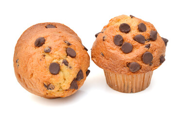 Tasty muffin cake, isolated on white 