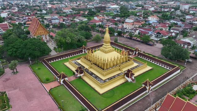 Aerial view of Pha That Luang Vientiane, Laos.