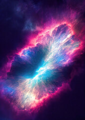 Illustration of a space cosmic background of supernova nebula and stars, glowing mysterious universe	Generative AI