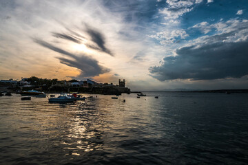 The small port of the island of Tabarca, in the Spanish Mediterranean, at sunset