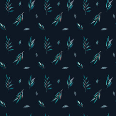 Watercolor  Seamless greenery leaves pattern tropical,botanical naive background, simple, floral, branches, wrappers, wallpapers, postcards, greeting cards, wedding invitations, gift, packaging, diy
