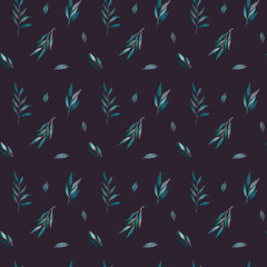 Watercolor  Seamless greenery leaves pattern tropical,botanical naive background, simple, floral, branches, wrappers, wallpapers, postcards, greeting cards, wedding invitations, gift, packaging, diy
