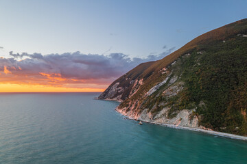 Aerial view of Italian coast in Portonovo