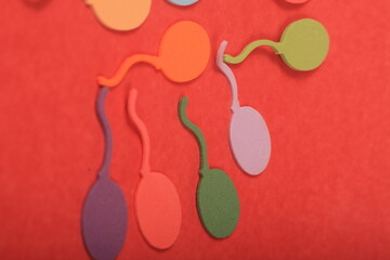 colorful balloons on red background

