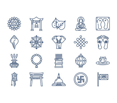 Buddhism Religion Symbol Icon Set
