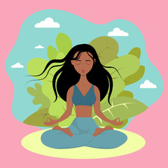 Obraz na płótnie Canvas Beautiful girl during the meditation with background