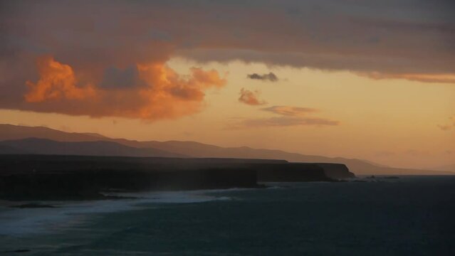 Evening twilight beach in La&nbsp;Pared,&nbsp;Spain&nbsp;2009
