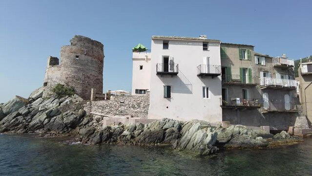 The picturesque village of Erbalunga on a summer morning, in Cap Corse, Corsica, France.