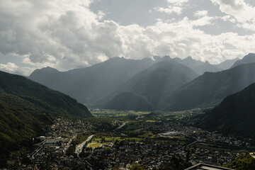 mountains and town