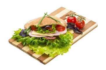 Bread with sausages and salad