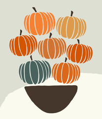 Cute design with pumpkins on a vase. - 533197907