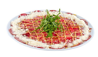 Meat (beef) Carpaccio with Parmesan Cheese and ruccola