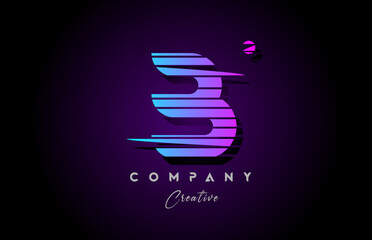 pink blue B alphabet letter logo icon design with line stripe and circle. Creative template for company and business