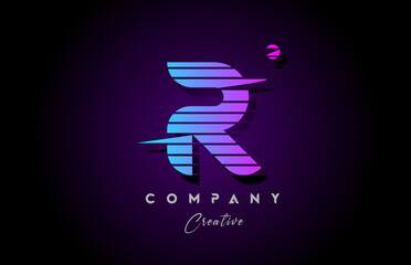 pink blue R alphabet letter logo icon design with line stripe and circle. Creative template for company and business