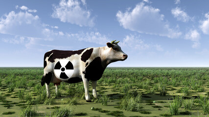 Cow with radiation sign