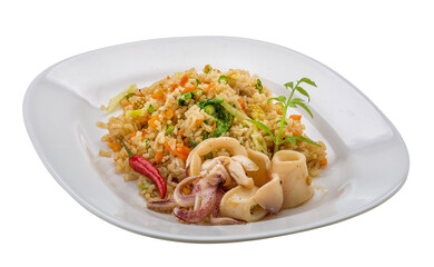 Fried rice with calamari