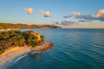 Aerial view of Italian coast in Portonovo