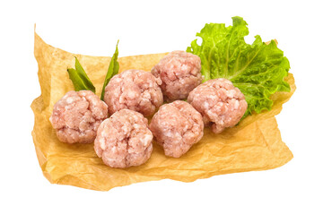 Homemade raw pork minced meatball for cooking
