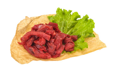 Raw beef meat sliced for cooking