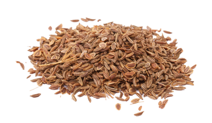 pile dill seeds on white background