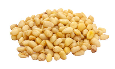 Cedar Pine nuts on a white background