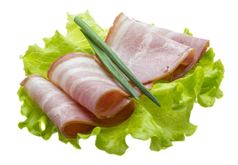 Bacon with salad leaves