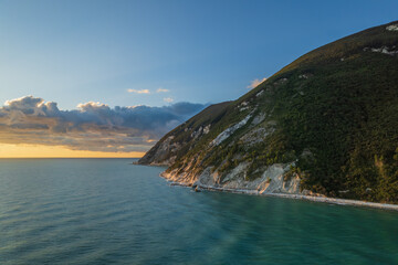 Aerial view of Italian coast in Portonovo