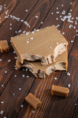 Photo handmade soap salted caramel