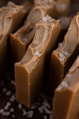 Photo handmade soap salted caramel