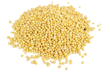 Mustard seeds isolated on white