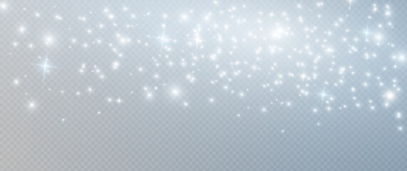 Beautiful sparks shine with special light. Vector sparkles on a transparent background. Christmas abstract pattern.