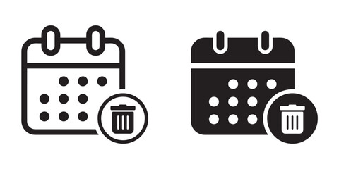ofvs157 OutlineFilledVectorSign ofvs - calendar delete trashcan vector icon . isolated transparent . black outline and filled version . AI 10 / EPS 10 . g11496