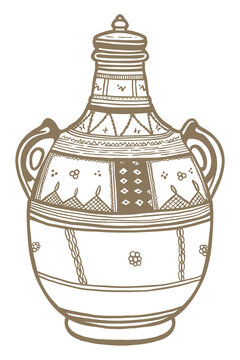 brown pottery vase with handles clip art preview