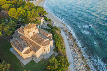 Aerial view of Italian coast in Portonovo