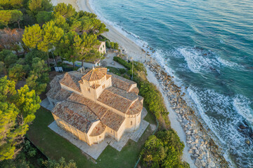 Aerial view of Italian coast in Portonovo