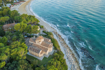 Aerial view of Italian coast in Portonovo