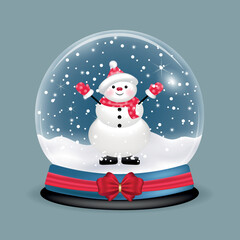 Christmas snow ball with snowman
