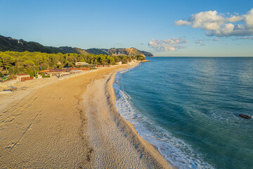 Aerial view of Italian coast in Portonovo