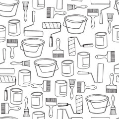 Tools for painting walls. Vector  pattern.