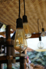 Fototapeta premium light bulb on the terrace of the house 