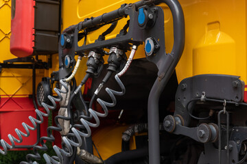 truck compressed air lines close up