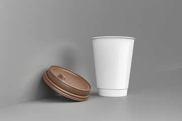 3d Realistic Paper or Plastic Brown Disposable Tea, Coffee Cup