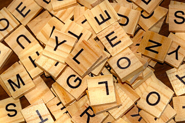 Wooden letters on a table