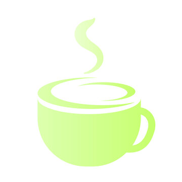 Simple hot green tea mocha or coffee drink icon logo design. Vector illustration isolated on white background. Coffee and tea shop, cafes, restaurants, food and beverage businesses.