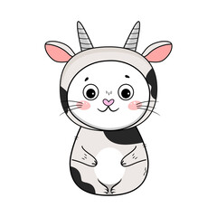 Cute cartoon cat in carnival costume. Vector illustration.