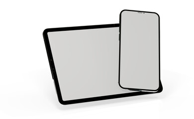 Realistic horizontal black tablet pc pad computer mockups